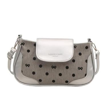 Imagem de Bolsa tiracolo de bolinhas feminina bolsa de ombro axilas estilo doce moda primavera pequena bolsa 2025, Prata, Medium, Mochila casual