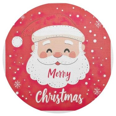 Imagem de xigua Jogo americano redondo de Natal Papai Noel, conjunto de 4, tapete de mesa redondo antiderrapante resistente ao calor, tapetes de mesa de 48 cm para decoração de cozinha, jantar e festa