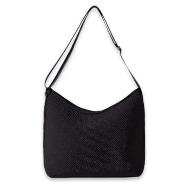 Imagem de POPUPS Bolsa tiracolo Hobo – Bolsa mensageiro ajustável de neoprene lavável com bolso interno e fecho de zíper (35,5 cm x 15,2 cm x 25,4 cm), Preto, Popups Bolsas de telefone da marca