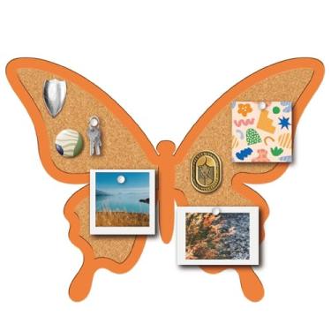Imagem de CRASPIRE Placa de cortiça com alfinete de borboleta, 29 x 23 cm, moldura de aviso, crachá de madeira, marrom, suporte de broche de memória, para casa, escola, sala de aula, decoração de casamento
