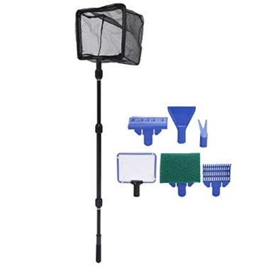 Imagem de Cuofyunl 6 em 1 kit de ferramentas de limpeza de tanque de peixes de aquário escova líquida raspador de algas cascalho ancinho garfo