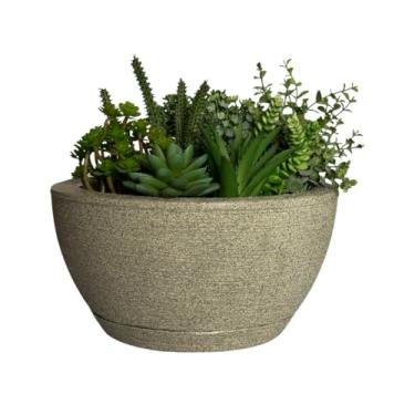 Imagem de Vaso Bacia Cuia P/plantas Polietileno Decorativa Luxo Terrário C/prato (Cinza)