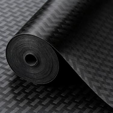 Imagem de Forros de prateleira para armários de cozinha forros de geladeira à prova d'água e à prova de óleo forro de armário de cozinha tapetes de gaveta de plástico 11,8 x 39 polegadas (preto)