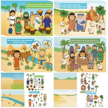 Imagem de Marspark 48 Pcs Mini Stationery Stickers Make a Scene Bible Stickers DIY Bible School Crafts for Sunday School Kindergarten Preschool Storytelling Interactive Teaching Activity (Stories of Joseph)