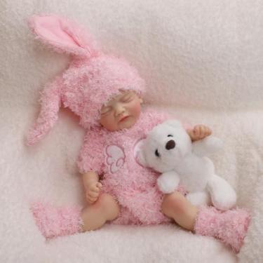 Imagem de Brastoy Bebê Reborn de Silicone Sólido Suave Boneca Menina 35cm Original Boca Fechada Usa Chupeta Magnética