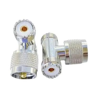 Imagem de Adaptador Coaxial RF De 3 Vias UHF Macho Para UHF Fêmea Com Ângulo Ret
