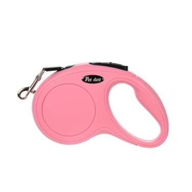 Imagem de Coleira retrátil de nylon durável para passear com guia para cães com extensão automática, coleira para animais de estimação, cães grandes (rosa, 5 m)