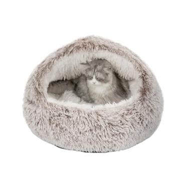 Imagem de Cama de gato adorável para animais de estimação, ninho macio e confortável, canil interno para casa de animais de estimação (marrom, grande)