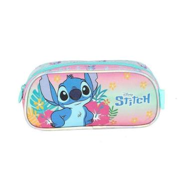 Imagem de Estojo Escolar Luxcel Stitch Floral Aloha Rosa-Feminino