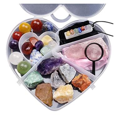 Imagem de Conjunto de 7 pedras de cristal natural bruto conjunto de cristais naturais e pedras preciosas ásperas