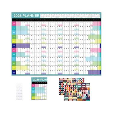 Imagem de Calendário De Parede Grande De 12 Meses 2026, Planejador Acadêmico, Pô
