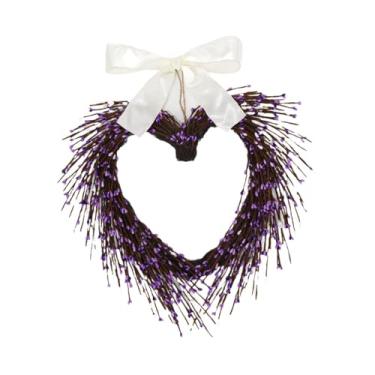 Imagem de Sclmgo Guirlanda de Corações Artificiais com Flores, Guirlanda Decorativa de Parede em Tecido PP, Ideal para Decoração de Quarto, Guarda-Roupa, Prateleira E, Roxo