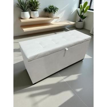 Imagem de PUFF BAÚ 1 METRO ESTOFADO EM MDF COM DOBRADIÇAS COM PISTÃO (Branco Corino)
