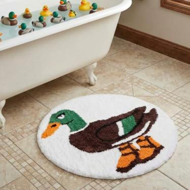 Imagem de Jenaai Tapete de banho de pato-real antiderrapante e absorvente de água tapete de entrada 63,5 cm tapete redondo para banheiro, sala de estar, cozinha, quarto, presente interno