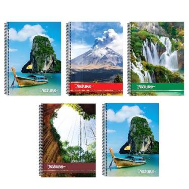 Imagem de Kit 10 Caderno Natureza Capa Dura Reforçado 96 Folhas Arame - 151903IM