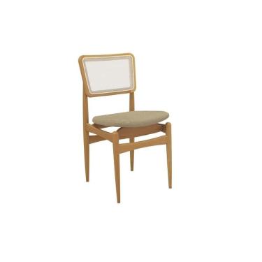 Imagem de Cadeira Cozinha Stela 1CMM013CA Premium Madeira Maciça 1 Un Carvalho/Boucle Bege/Tela Bege - Kappesberg