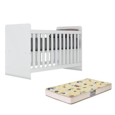 Imagem de Berço Labirinto Branco Brilho com Colchão Supreme - Móveis Henn, Branc