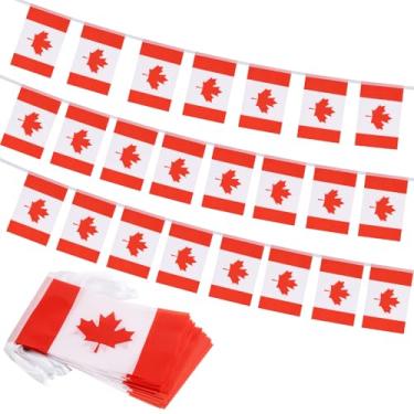 Imagem de Bandeira do Canadá, pequenas mini bandeiras canadenses, decoração patriótica para festa, sala de aula, eventos esportivos, 90 metros e 30 bandeiras