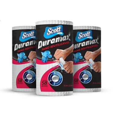 Imagem de Kit com 3 Panos Duramax Scott - Multiuso Reutilizável, Branco