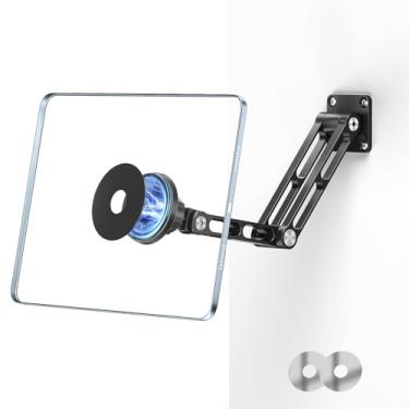 Imagem de OHLPRO Suporte magnético de parede para tablet com braço dobrável de alumínio e base giratória de 180° ajustável e dobrável para iPad Pro Air Mini, Galaxy Tab, todos os telefones e tablets de 4,7 a 13