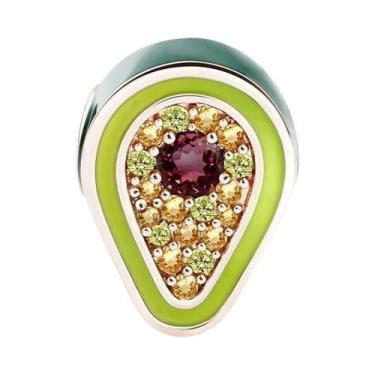 Imagem de Berloques De Prata Com Acabamento Verde Em Formato De Abacate, Besouro