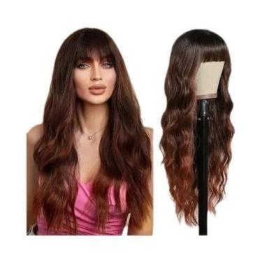 Imagem de Peruca Sintética Loira Cacheada Ondulada De 26 Polegadas Com Franja, R