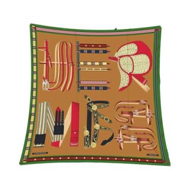 Imagem de Lenço De Seda Feminino De Luxo Com Estampa De Design, Faixa De Cabelo,