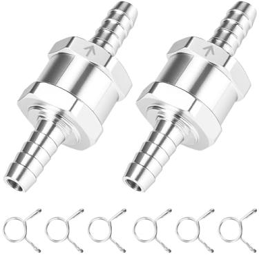 Imagem de 2 peças de válvula de retenção de alumínio de 8 mm (5/40.6 cm), válvula de retenção unidirecional para combustível/óleo/gás/gasolina/diesel, válvula antirefluxo para sistemas automotivos, carburadores