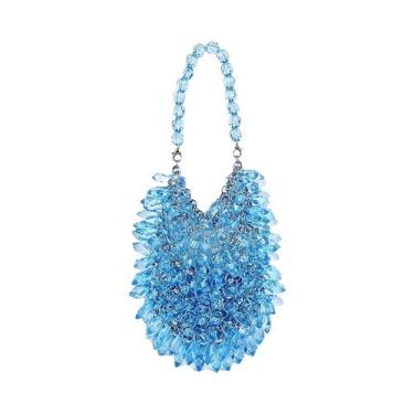 Imagem de Bolsa De Mão Feminina Pequena Com Contas De Acrílico Feitas À Mão, For