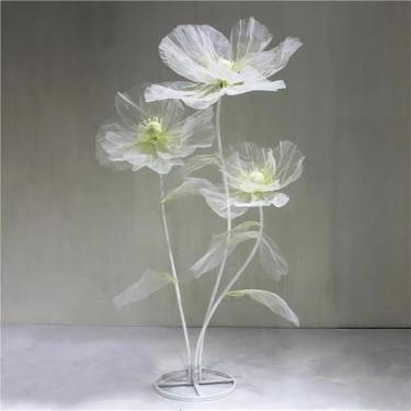 Imagem de Flores grandes de organza artificial - Flores falsas grandes para decoração de corredor, festa, jardim e casamento - Perfeito para decoração elegante e eventos