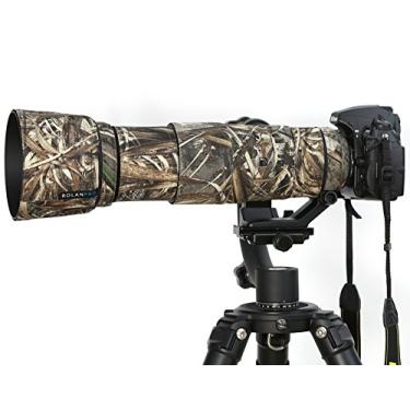 Imagem de Rolanpro Capa de chuva camuflada para Nikon AF-S 200-500 mm f/5.6E FL ED VR Capa protetora de lente de câmera - # 9 grama clássica à prova d'água