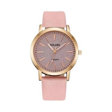 Imagem de Relógio de quartzo feminino Matting Dial, Pulseira de couro feminino, 