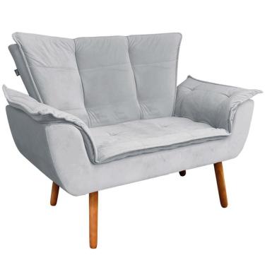 Imagem de Poltrona Namoradeira Pés Palito Charger Veludo Cinza G19 - Gran Belo