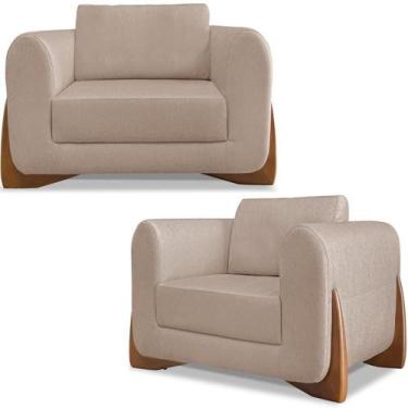 Imagem de Kit 2 Poltronas Jolie 1 Lugar Pes Boomerang Linho Areia Ezz Areia - MI