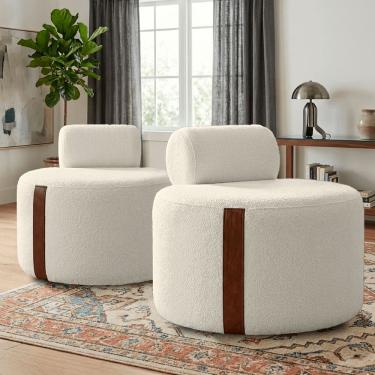 Imagem de Kit 02 Poltrona Decorativa Orgânica Erica Sala Bouclê Luxo