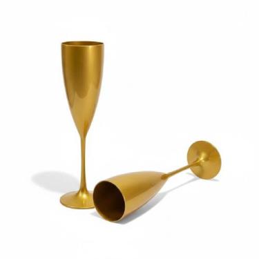 Imagem de Kit 8 Taças Douradas Acrílico 180ml Champagne Luxo p/ festa - 00002735