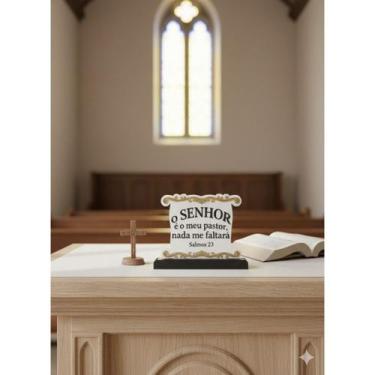 Imagem de Quadro Decorativo Salmo 23 - O Senhor é Meu Pastor Enfeite de Mesa Rel