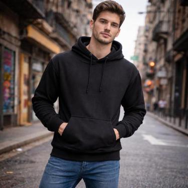 Imagem de Moletom Masculino Básico Preto Inverno Novidade Oferta Moda - Agil, Pr