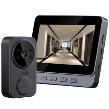 Imagem de Vídeo Porteiro Residencial Digital Sem Fio Com Monitor LCD Interno Alt