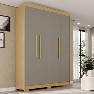 Imagem de Guarda-Roupa Solteiro Weather com Pés 4 Portas 3 Gavetas 100% Mdf Weat