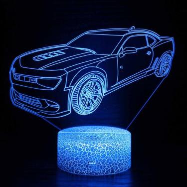 Imagem de Luz noturna LED 3D: carros esportivos que mudam de cor para crianças -
