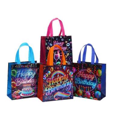 Imagem de Sacola de presente, sacola não tecida, estampa de bolo de aniversário,