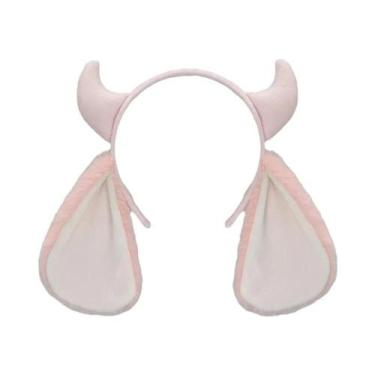 Imagem de Tiara De Orelhas De Cordeiro Com Chifres De Ovelha De Pelúcia Kawaii L