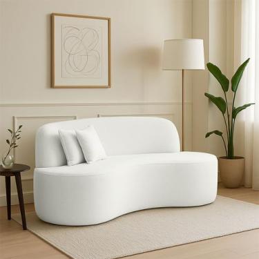 Imagem de Sofá Curvo 2 Lugares Feijão Forma Orgânica Bouclé Maranata - Aliança D