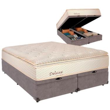 Imagem de Cama Baú Queen e Colchão Deluxe Molas Ensacadas Colchobel Cinza