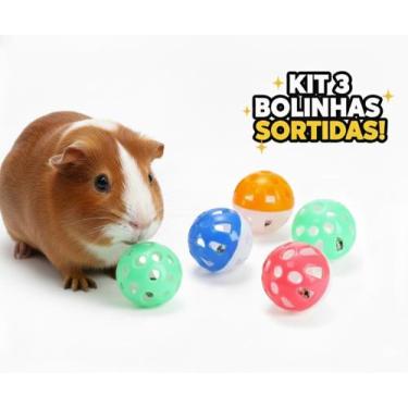 Imagem de Bolinha Interativa com Guizo para porquinho da india roedores  3 unida