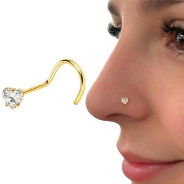 Imagem de Piercing Nariz Ponto De Luz Aço Cirúrgico Coração Nostril - Morganitte
