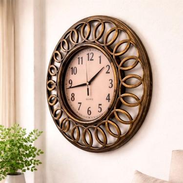 Imagem de Relógio De Parede Decorativo Vazado Dourado Vintage 46,5cm