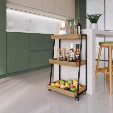 Imagem de Carrinho Multiuso com Rodízios 48cm com 3 Prateleiras - Placa E Ponto,