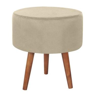 Imagem de Puff Puf Redondo Pes Palito 44x40cm Suede Bege MPassos, Bege